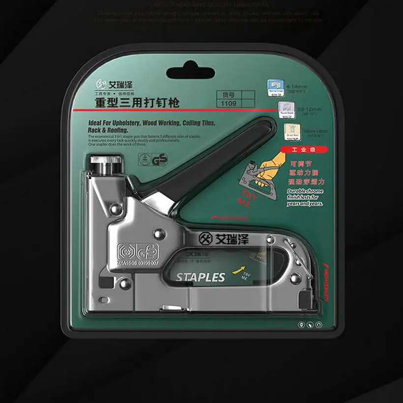 HQ Nail руководство для степлера Gun-use Heavy-Duty Gun + 1000 скоб зажимной держатель ногтей (3