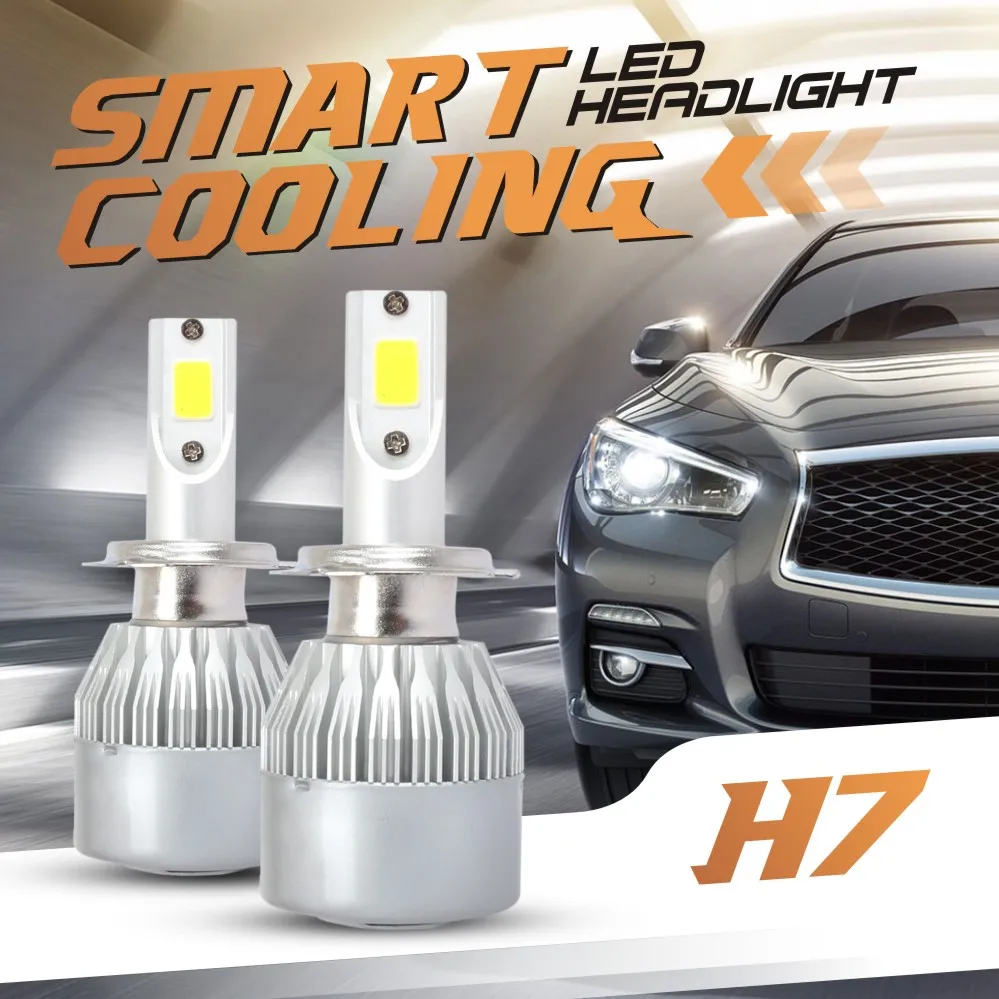 2 огни C6 Led car H11 H7 H4 H1 H3 H8 9006 9005 9007 5202 светодиодные лампы для авто 6500k противотуманные