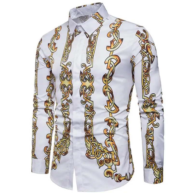 Mens Floral Shirt Men's Fashionable And Upscale Personality Camisas Sociais Masculina Leisure Size Slim Fit Cotton | Мужская одежда