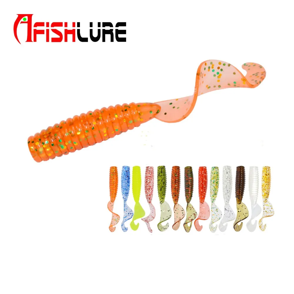 12 шт./лот, Afishlure, 45 мм, 1,2 г, grub, искусственная Panfish Crappie Bream, форель, кренкбейт, Мягкая приманка, приманка для рыбалки, Мягкая приманка