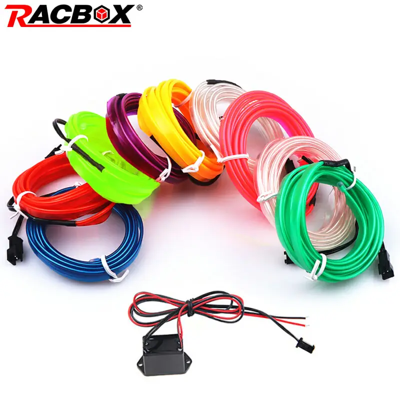 Racbox 1M 2M 3M 5M EL Cold Line Flexible Car Lights Interior Decoration Atmosphere Light Moulding Trim Strips 12V 10 Colors | Автомобили и