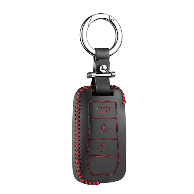 2S Red LUCKEASY для porsche cayenne 2007 2008 кожаный смарт-пульт дистанционного ключа чехол-держатель - Название цвета: 2S Red
