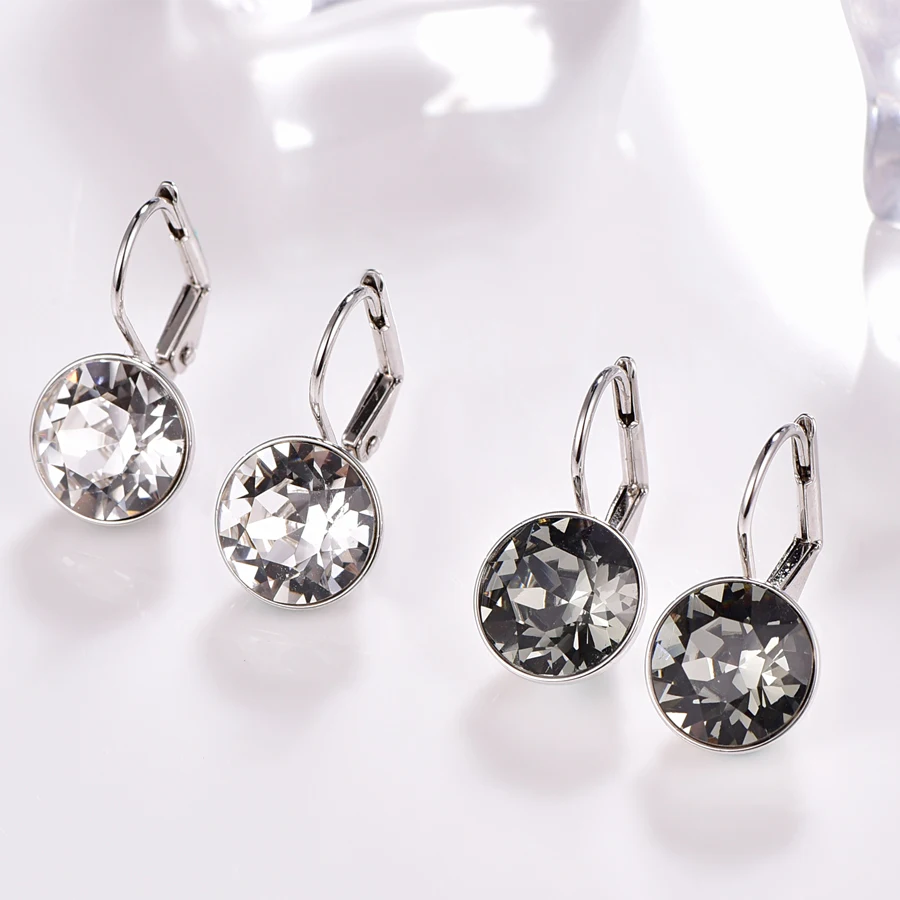 Malanda Crystal From Swarovski Classic Round Small Bella Stud Earrings For Women New Fashion Wedding Jewelry Girl Gift | Украшения и