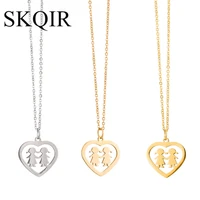 fashion girl hand to hands pendant necklace gold stainless steel heart dangle choker jewelry women friends charm jewelry gift