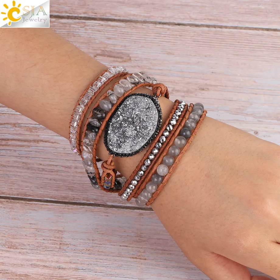 Готический браслет CSJA для мужчин и женщин драгоценные камни лечебные