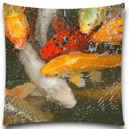 Lotus and carp in Chinese painting Sea animals pillows case 5 size 9 style Cotton polyester Square Home Decorative bedroom car | Дом и сад