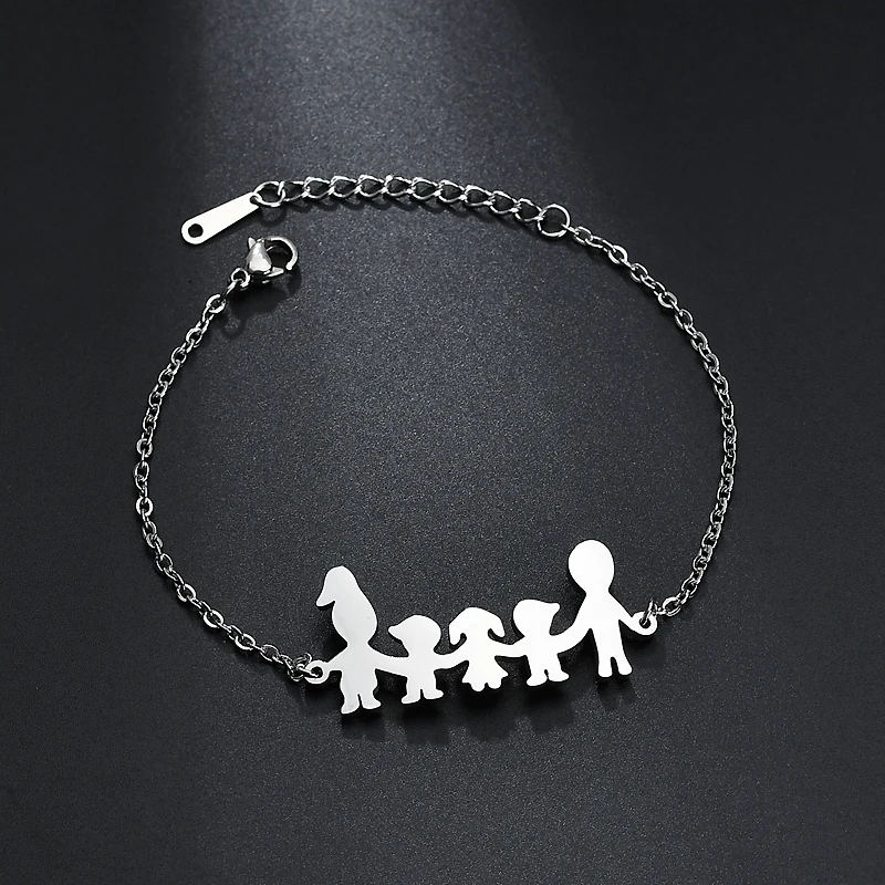 YUKAM Stainless Steel Personalized Love Mother Dad Daughter Son Bracelets Girls Boys Family is Forever Female Jewelry | Украшения и
