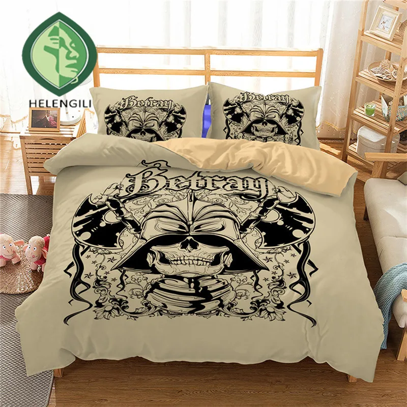 

HELENGILI 3D Bedding Set skull Print Duvet cover set lifelike bedclothes with pillowcase bed set home Textiles #LX-32