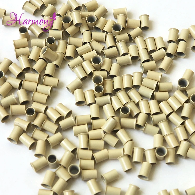 (500 pcs/bottle ) 4.0x3.6x6mm flare Euro Lock copper tubes Micro Rings links beads for stick I tip hair extensions #13 blonde