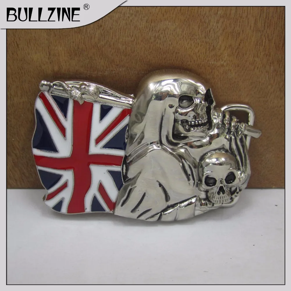 В Bullzine череп с UK пряжка для ремня в виде флага серебряной отделкой FP 03497 подходит