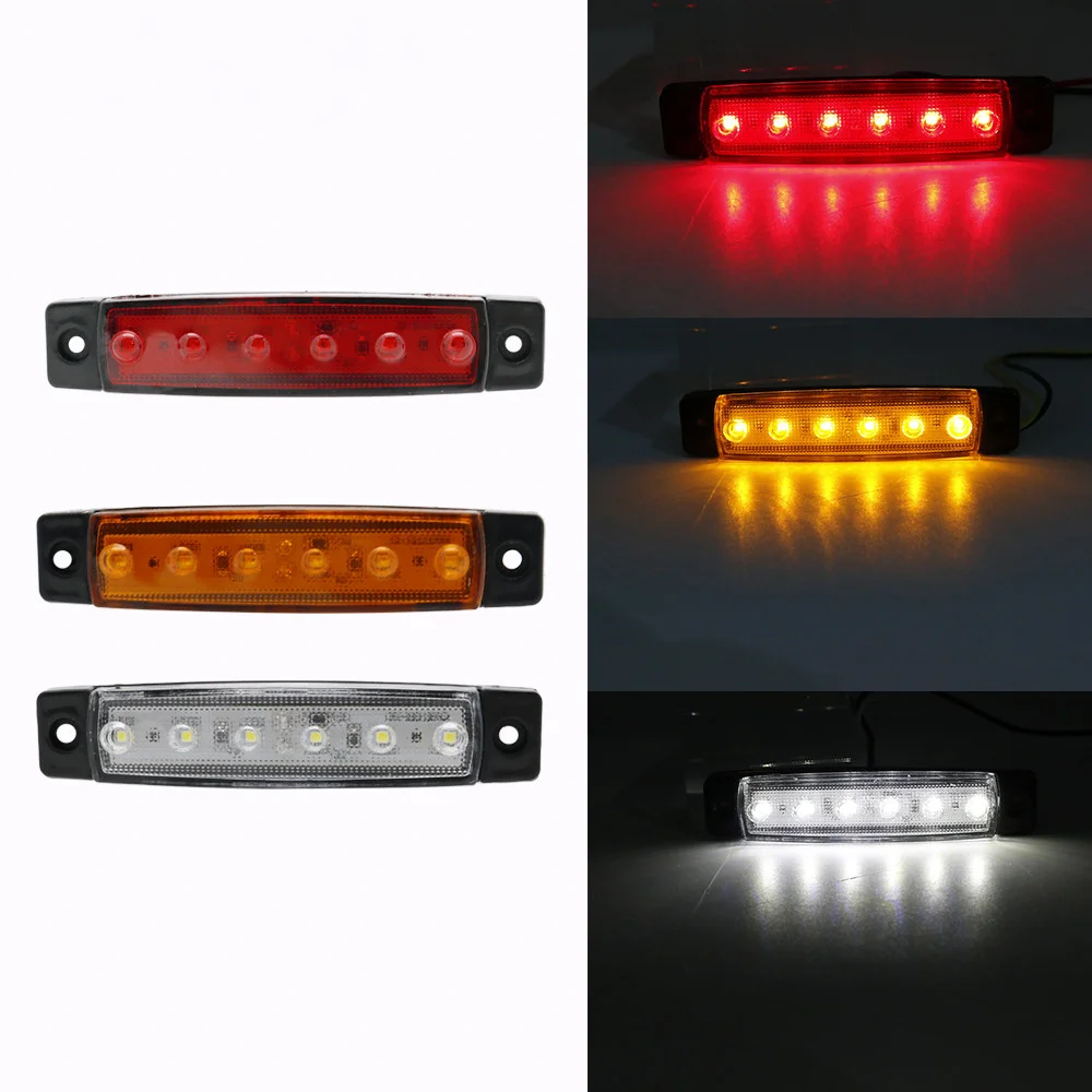 10pcs 6 LED Car Bus Truck Light DC 12V Power Supply Stop Rear Tail Brake Reverse Trailer Side Marker Lndicators | Автомобили и