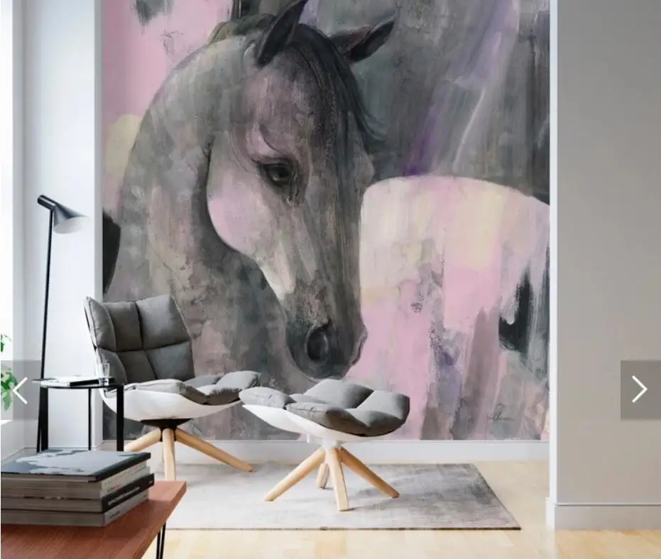 3D фиолетовая черная белая лошадь животные живопись Настенная бумага s роспись