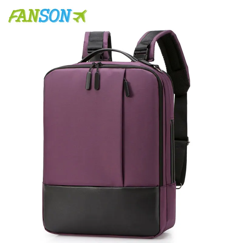 Фиолетовый FANSON, деловой мужской рюкзак, черный, зарядка через usb, рюкзак для ноутбука с защитой от кражи, 15,6 дюймов, мужской, большой емкости, школьные сумки для колледжа - Цвет: Фиолетовый