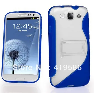 100% Top Quality 6 Colours Soft S Line Wave TPU Gel Stand Case Cover For Samsung I9300 Galaxy S3 III + Free Stylus |