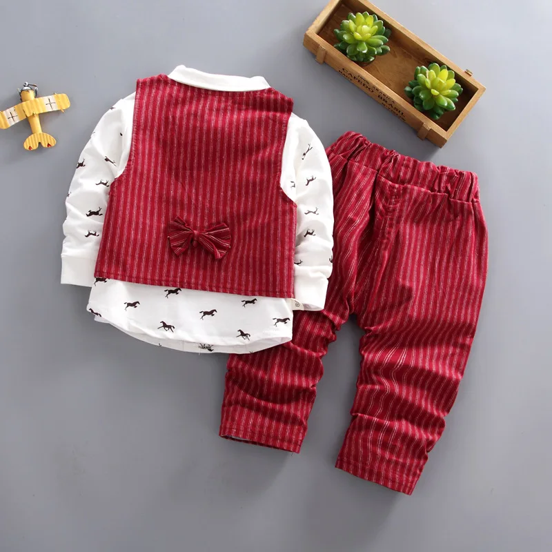 BibiCola boys clothing set spring autumn children casual gentleman shirt+pants 2pcs striped tracksuits for kids suits baby |