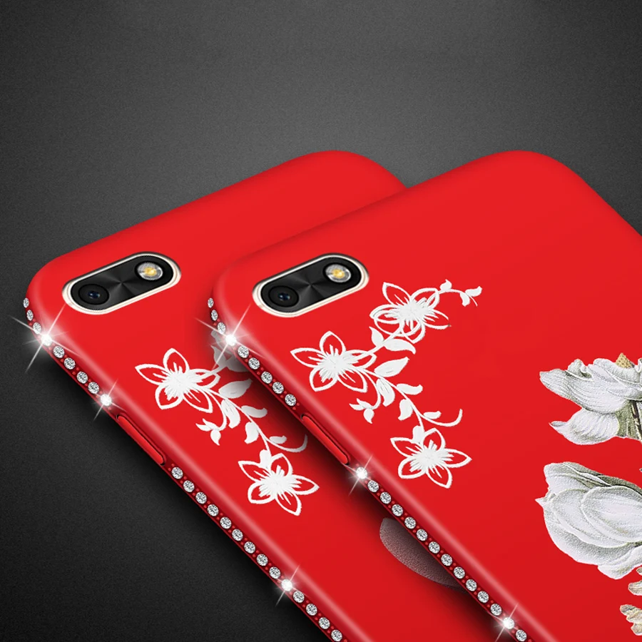 HOTSWEI чехол для Huawei Honor 7A 5 45 &quotРоскошный горный хрусталь 3D Рельефный цветочный