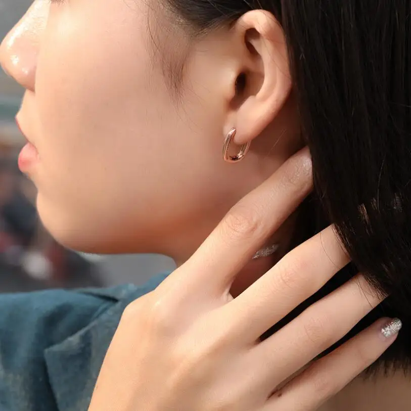 

2019 Rose Gold U-shaped Needle Shape Stud Earrings For Women Simple New Trend 100% 925 Sterling Silver Lady Fashion Jewelry