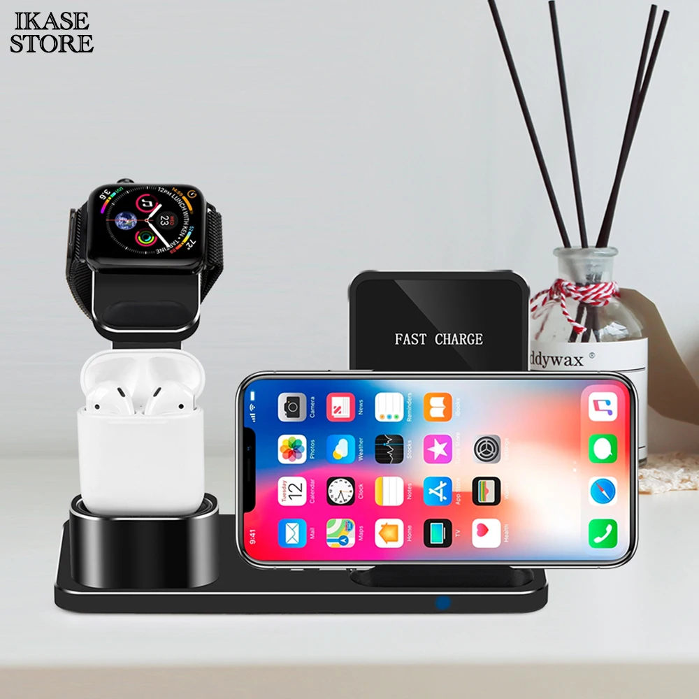 3 in 1 Wireless Charger Stand For iphone Xs X Xr 8 plus Ikase store Qi Mobile Phone Fast Charging | Мобильные телефоны и