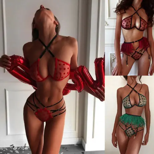 

Женское кружевное белье Babydoll, сексуальный цельный комплект нижнего белья, женское Сетчатое Прозрачное Кружевное боди, бандажный Треугольн...