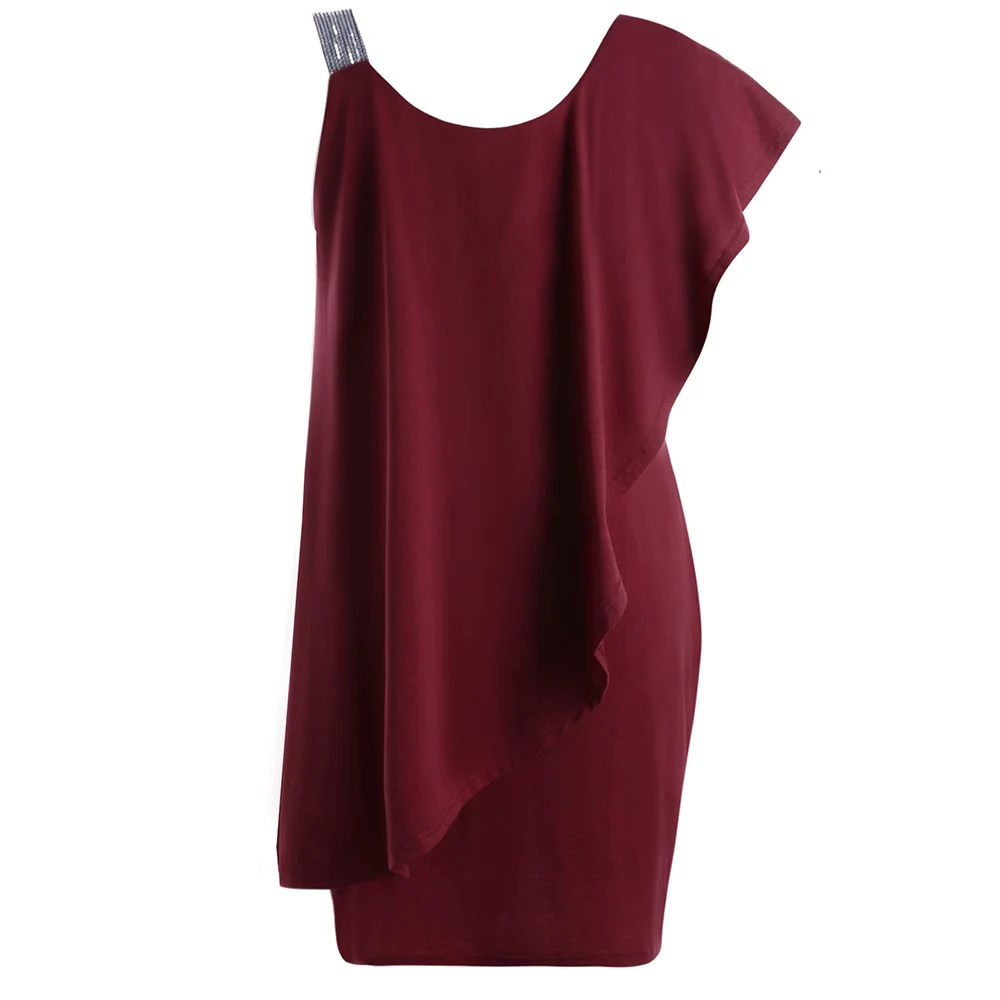 Женское мини платье Rosegal с оборками и блестками на одно плечо лето 2018|robe 5xl|summer party