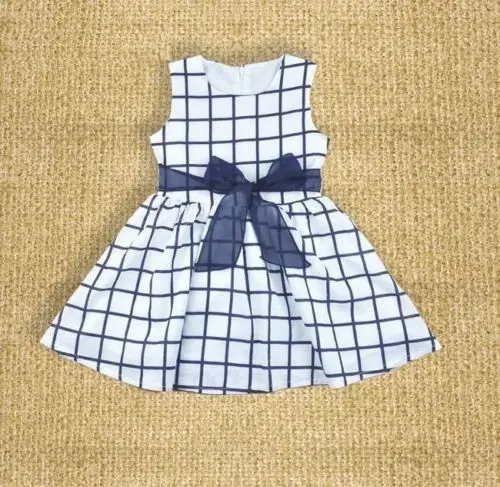 Милое Платье для девочек хлопковый топ без рукавов с бантом маленьких летнее