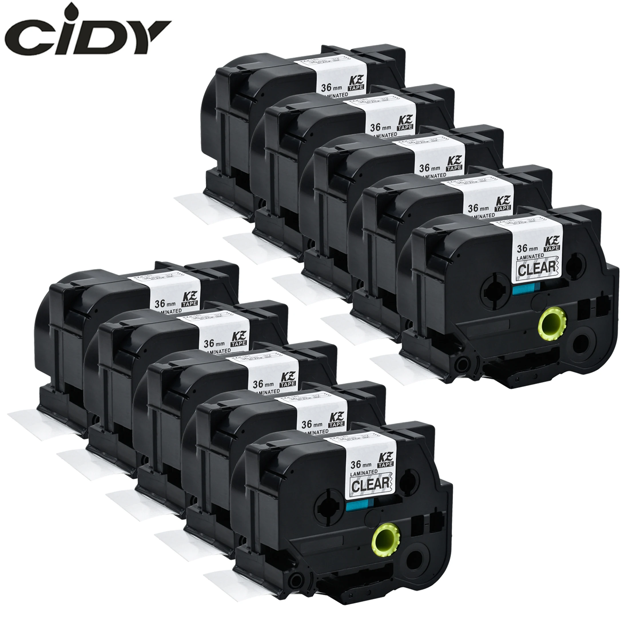 

CIDY 10pcs of TZe-161 TZE161 TZE 161 TZ-161 TZ161 36mm*8m Black on Clear label tapes for brother p touch