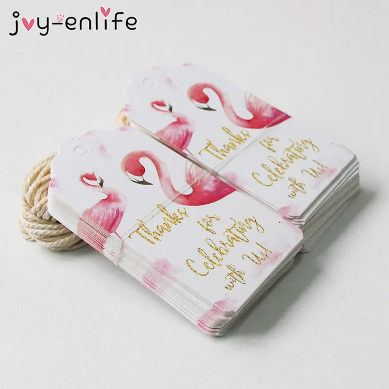JOY ENLIFE 50 шт DIY Фламинго Птица бумажные бирки для подарков этикетки подвесные