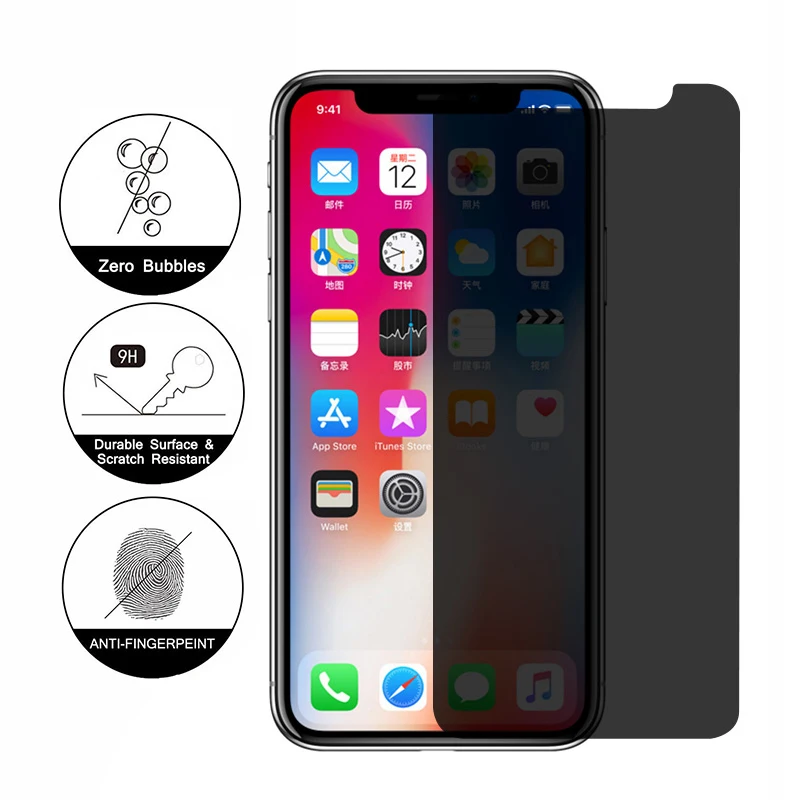 Анти-пип надежное Закаленное стекло протектор экрана для iPhone 11 Pro Max XS XR X 8 7 6 6S Plus 9H защитная пленка против царапин