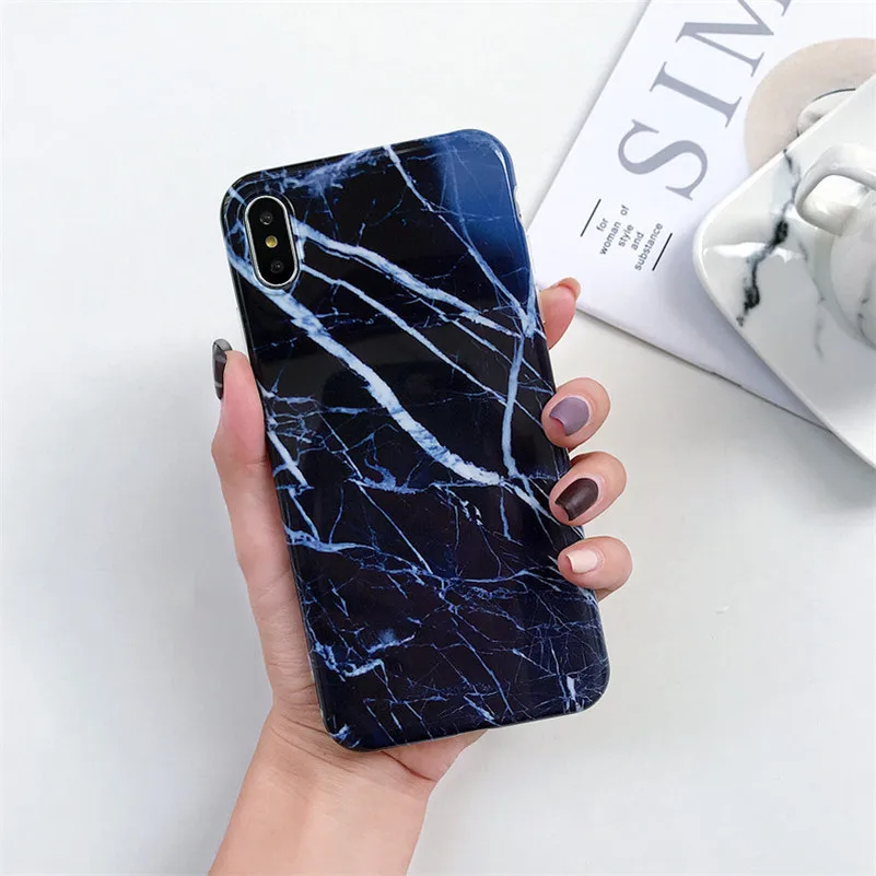 Роскошный Мраморный чехол для iPhone 6 S 7 8 Plus X XS Max XR силиконовый телефона липкий