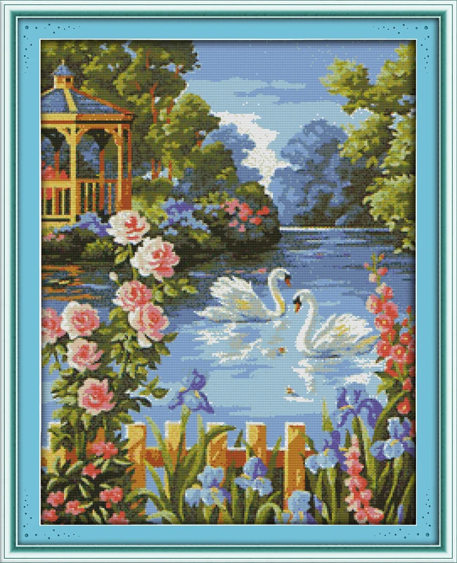 

Swan lake (3) counted printed on fabric DMC 14CT 11CT Cross Stitch kitsembroidery needlework Sets Home Decor