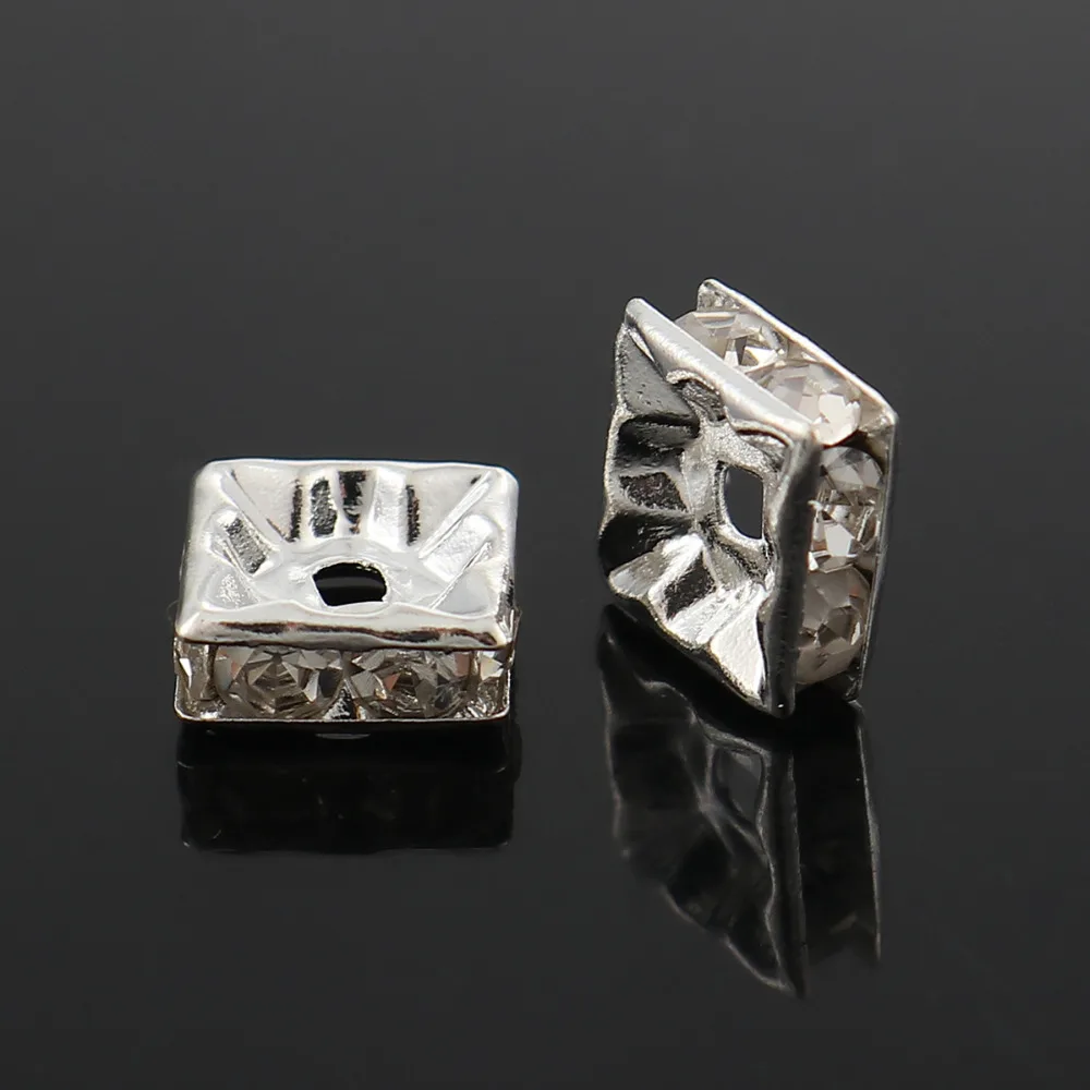 DoreenBeads медные бусины-спейсеры Квадратные золотые прозрачные Стразы DIY фурнитура