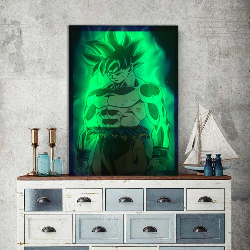 RGB Led холст настенные декоративные с дистанционным управлением Dragon Ball и super Goku картина холст печать освещает живопись плакат Декор