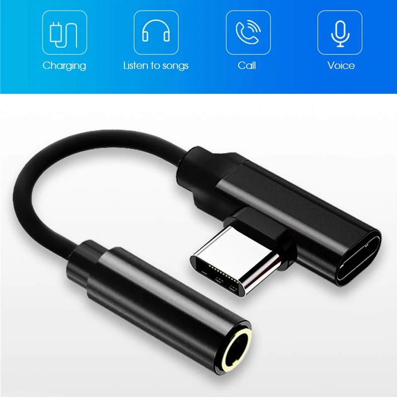 Аудиоадаптер 2 в 1 с USB C на 3 5 мм AUX для Oneplus 6T Type конвертер наушников зарядный кабель