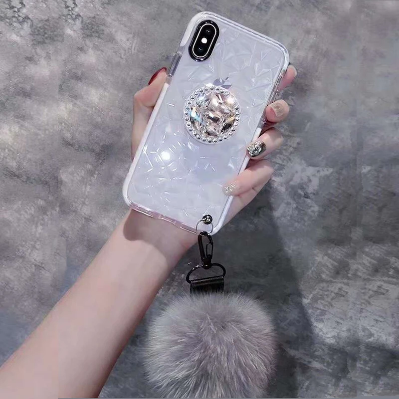 Роскошный милый мягкий чехол с пушистым мехом и бриллиантами для iphone XS MAX XR X 6 7 8plus