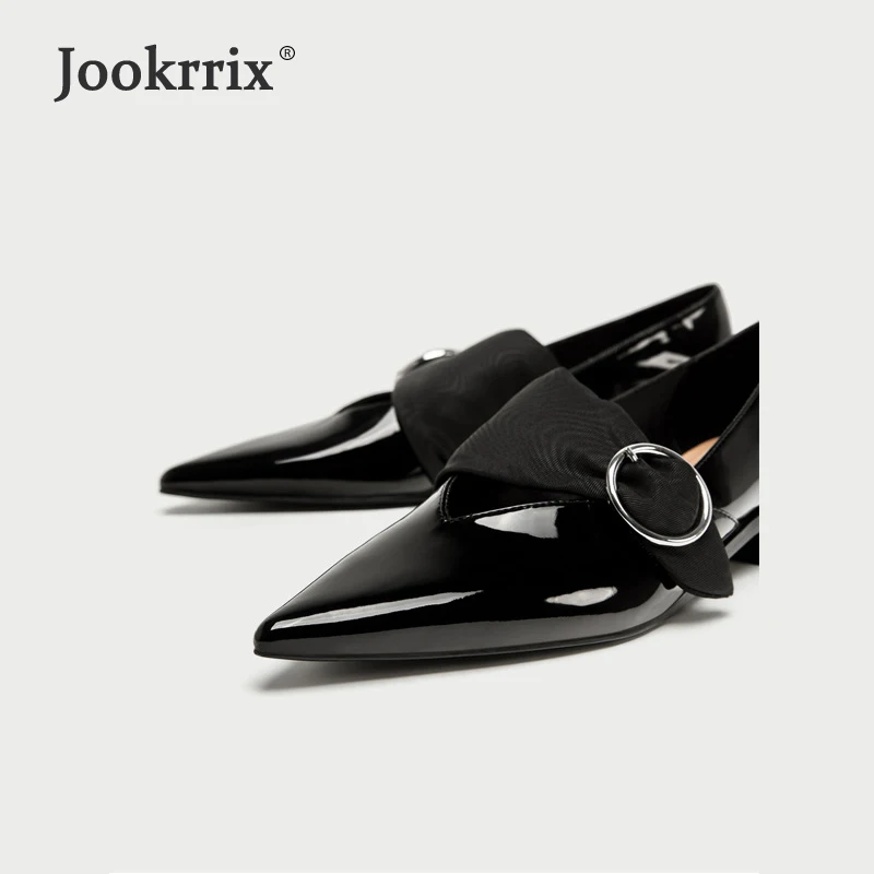 Женская обувь на плоской подошве Jookrrix повседневная из лакированной кожи с острым
