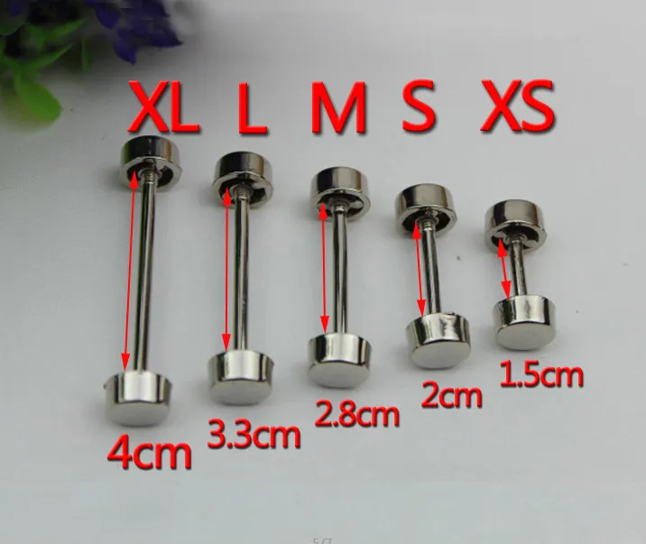 Silver 10 шт./лот) DIY золото, серебро, черный пистолет, Бронза Металлические Булавки баров круглый Винт Конец язык бар гантели штанги разъем для сумок - Цвет: Silver