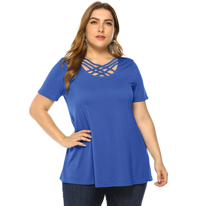 Женская футболка большого размера в европейском и американском стиле хит продаж