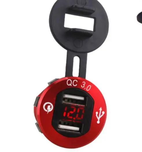 QC 3,0, алюминиевый светодиодный вольтметр для мотоцикла, лодки, автомобиля, 2 USB, зарядное устройство для автомобиля, мотоцикла, Прямая поставка, светодиодный измеритель напряжения