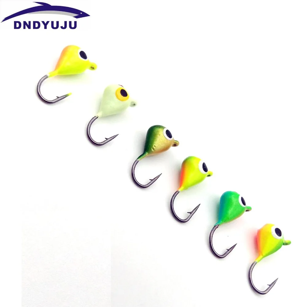 DNDYUJU, 6 шт., зимняя ледяная приманка на рыболовный крючок, 1,5 см, 1,1 г, свинцовая головка, крючок, приманка, рыболовные снасти