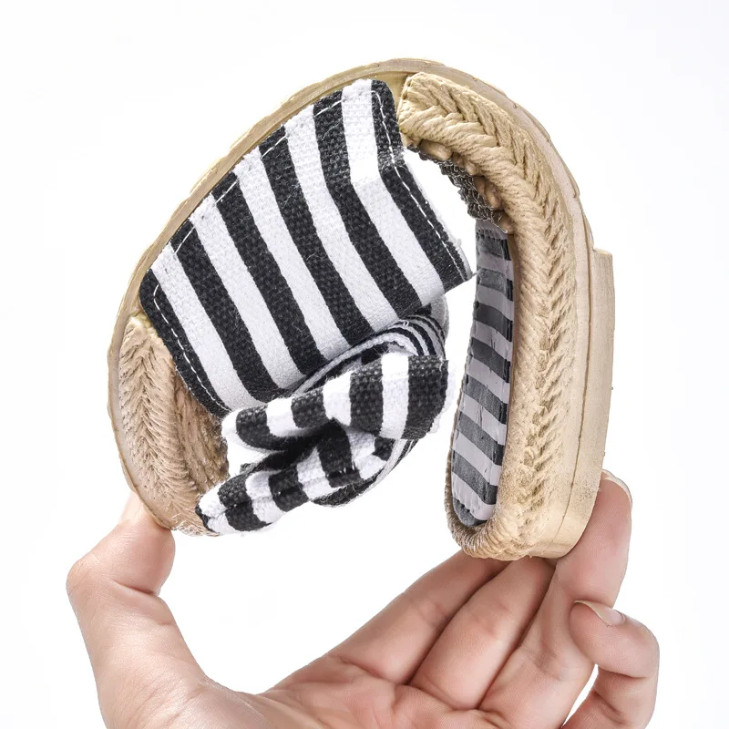 Butterfly-knot Striped Summer Flat Slides Women Open Toe Outside Slippers Leisure Ladies Shoes | Обувь