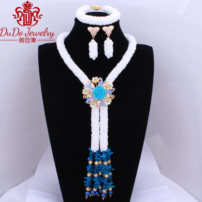 2017 удивительные королевские синие белые нигерийские Свадебные комплекты