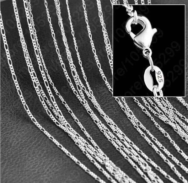 

20pc silver Figaro Chain Necklace 16-30inch 2mm Fine Jewelry For Women Men