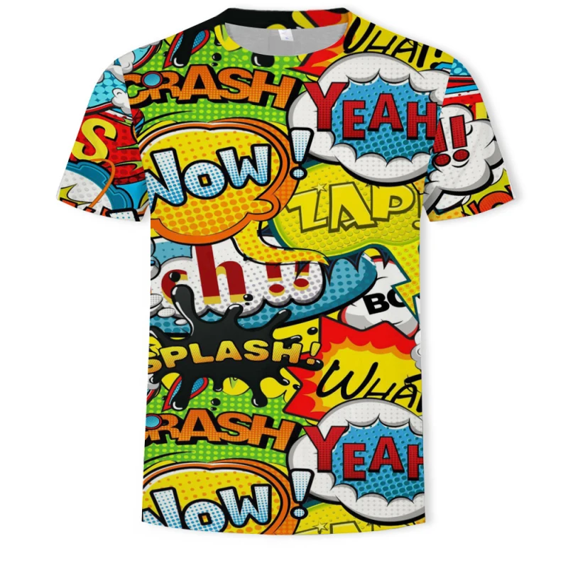 Hip hop 3d T-shirt Anime Funny T Shirts Hop Beach Mens Clothes Graffiti | Мужская одежда