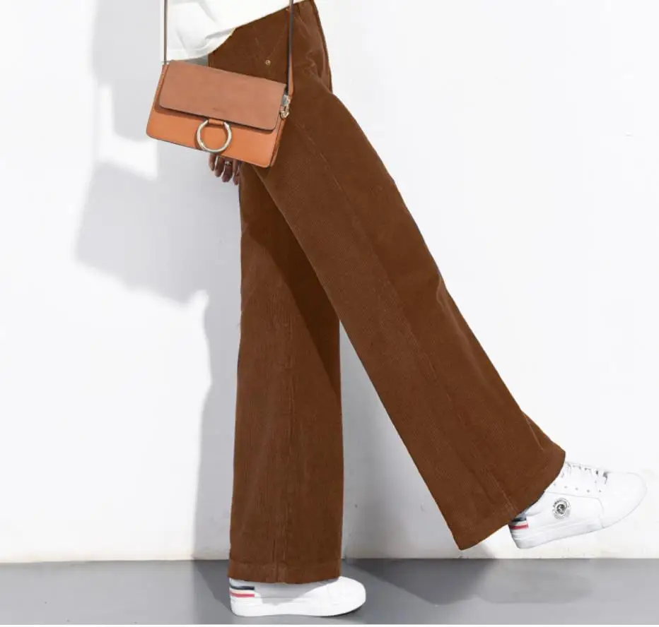 

plus size 25-34!Autumn Winter Corduroy Wide Leg Pants Office Casual women pants