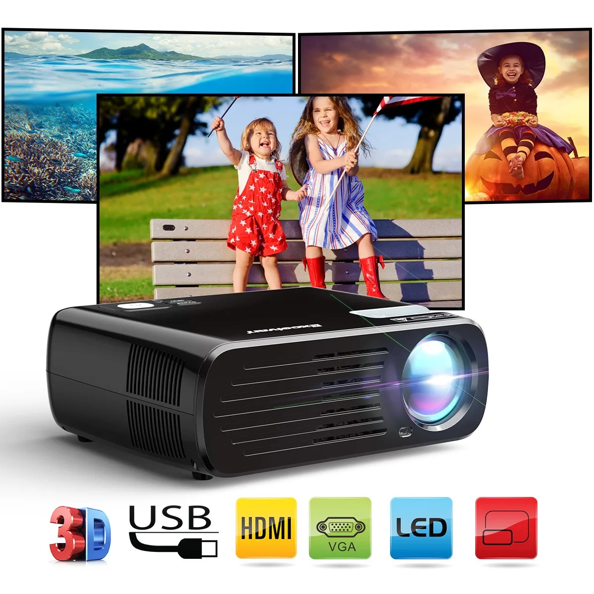 Excelvan BL-23 2600 люмен домашний проектор портативный мини светодиодный HD проектор Поддержка 1080P 3D 1024*600 с HDMI проектором для телефона
