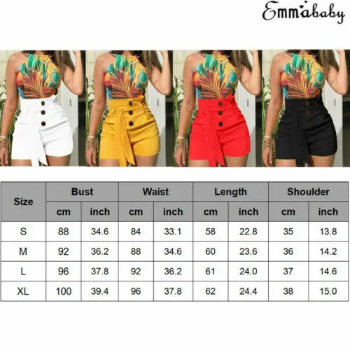 

Women Summer Stylish Loose Shorts Belt Beach High Waist Short Trousers