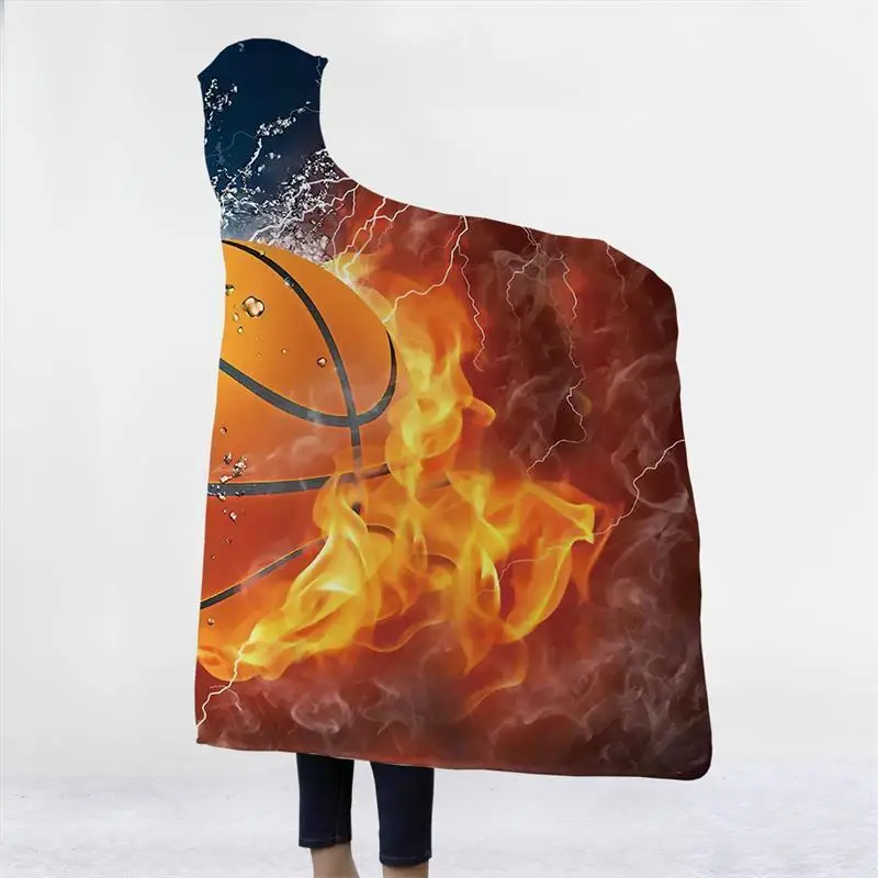Оптовая продажа Баскетбол Футбол 3D печать балахон одеяло коралловый флис с