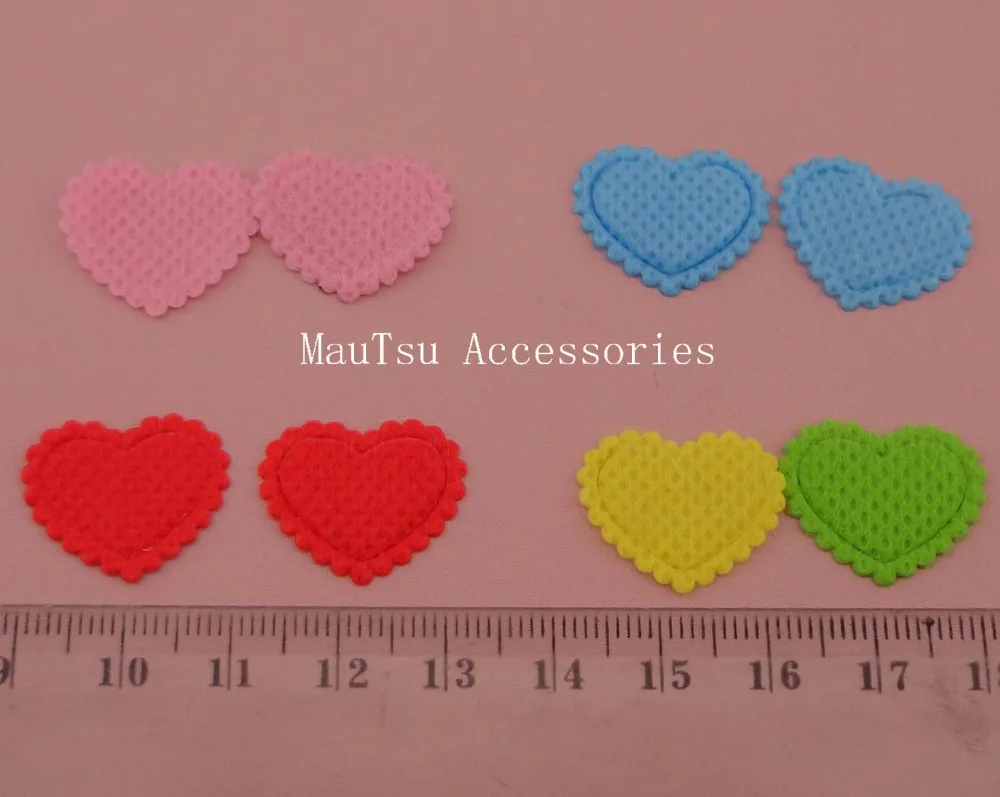 

100PCS 2.0cm*1.6cm mixed color felt heart patch with wave edges,non-woven heart applique kids accessories