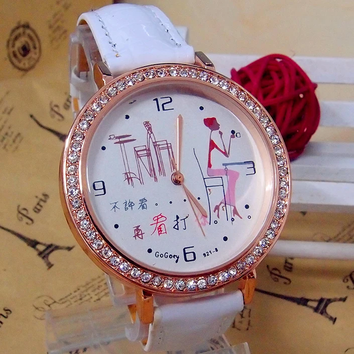 Wholesale women wristwatches ladies rhinestone women's fashion leather strap quartz watch Women watches FSW166 | Наручные часы