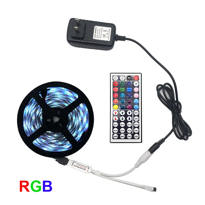 SMD5050 RGB светодиодный светильник 5 м 10 м 30 светодиодный s/M DC 12 В лента Диодная Гибкая Водонепроницаемая 44 клавиши контроллер адаптер